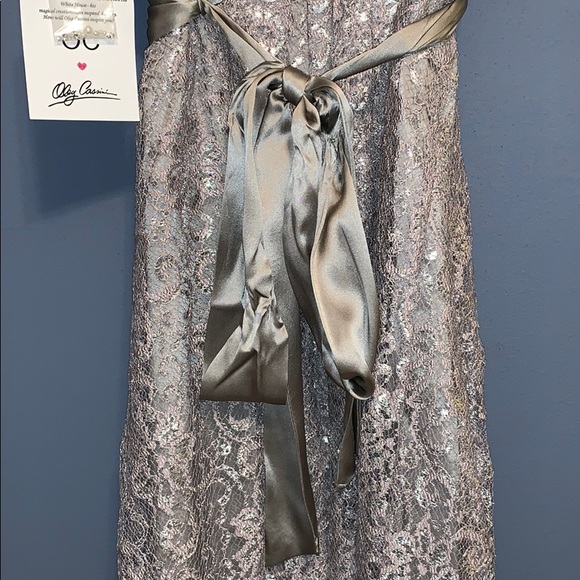 Silver Lace Cocktail Dress with Bow in back - Picture 5 of 8